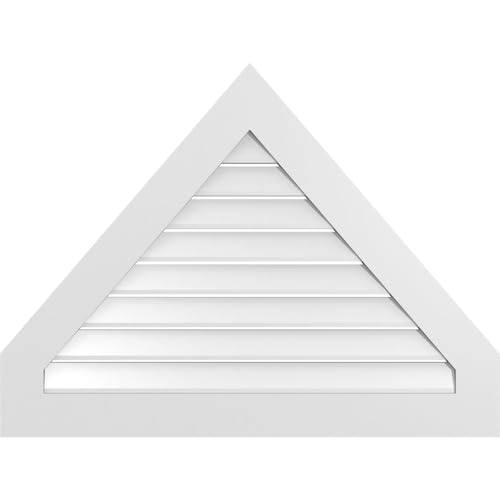TrueCraft PVC Peaked Top Surface Mount Gable Vent, 40"W x 30"H Overall Frame Size, 14/12 Pitch: 1" x 3-1/2" Standard Trim Frame, Functional