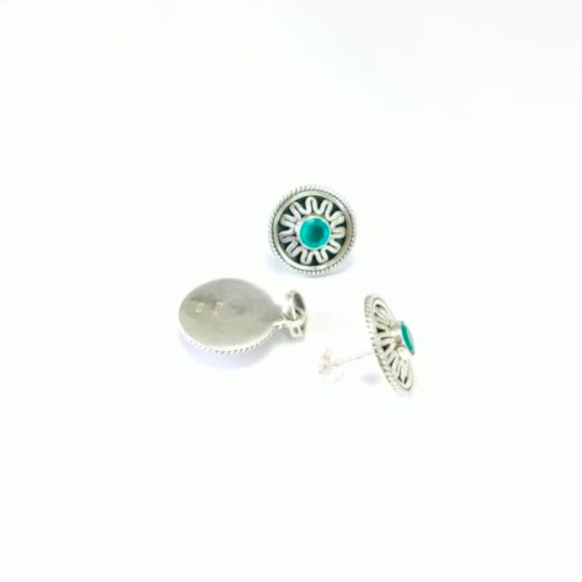 Round Shape Ruby & Emerald Pendant Set in 925 Sterling Silver