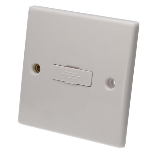 Image of kenable 13A Unswitched Fused Spur Single Pole White Rounded Faceplate Wall Plate for Fixed Appliances