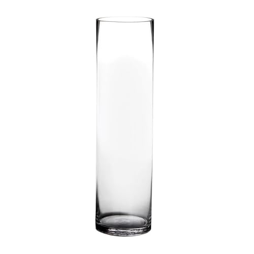 LOLAhome Jarrón Cilíndrico de Cristal Transparente Decorativo para Flores, Diseño Redondo, Ø 15x60 cm, Resistente y Elegante, para Decoración de Interiores, arreglos Florales, Centros de Mesa.
