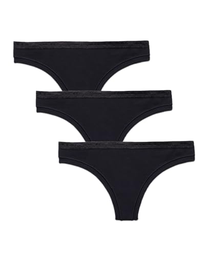 Subset Women’s Low Rise Organic Cotton Thong 3 Pack,Breathable Tag Free,Comfortable Everyday Thong, No Show Knickey Underwear3