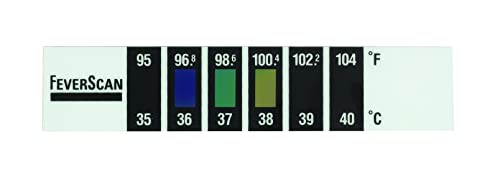 FeverScan Forehead Strip Thermometer | 15-Second Readout | Safe & Reusable | No Batteries | Liquid Crystal Display | Made in The USA | Latex-Free