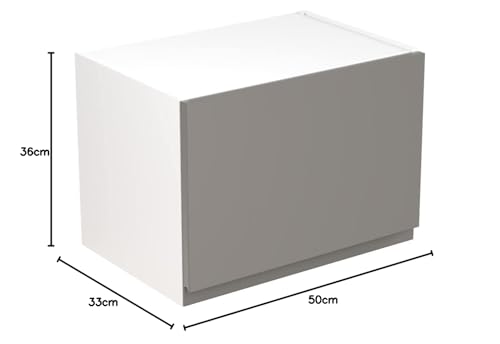 Kitchen Kit Flatpack Bridging Wall Cabinet - Screwless Quick Build Kitchen Unit - J-Pull Door - Wall Mounted Bridging Unit - 500x360mm - Dust Grey Gloss - Image 3