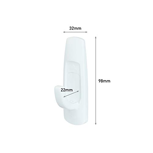 Command Large Utility Hook, Pack of 1 Hook and 2 Adhesive Strips, White - Damage Free Hanging - Holds up to 2.2kg - Image 2