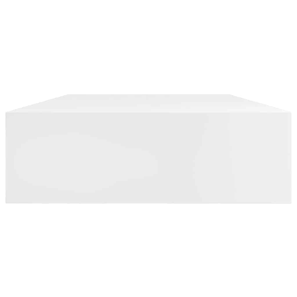 Estantería de pared con cajón de 80 cm, estante flotante blanco mate de MDF, con fijación invisible, para decoración, libros y llaves, incluye material de montaje