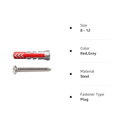 fischer DuoPower 5/16" x 1-5/8" Universal Wall Anchors for Concrete, Brick, Drywall and Wood - 50 Anchors & 50 Screws by fischer - Image 7