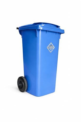 Image of OTTO Plastic Manual-Lift Garbage Waste Dustbin with Wheels 120 Ltr Blue