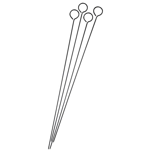 HIC Kitchen Reusable Non-Stick Barbecue and Grilling Shish Kabob Skewers with Ring-Handle Top, 15-Inches, Set of 4