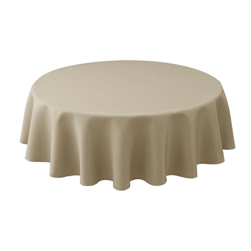 Biscaynebay Textured Fabric Round Tablecloths 60" for Round Tables diameters from 28" to 48", Natural Water Resistant Folding Table Covers Washable for Dining, Kitchen, Wedding, Parties etc by Biscaynebay - Used condition - US$11.75