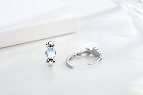 Triple Moon Goddess Earrings 925 Sterling Silver Moonstone Earrings Pagan Wiccan Jewelry Hoop Earrings Gifts for Women Girls2