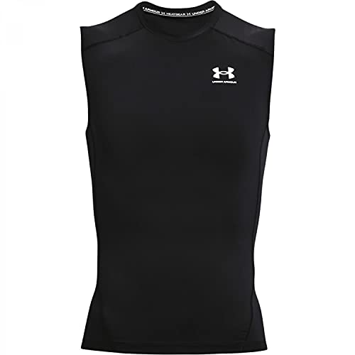 Under Armour Men s Armour HeatGear Compression Sleeveless T-Shirt , Black (001) White , X-Large