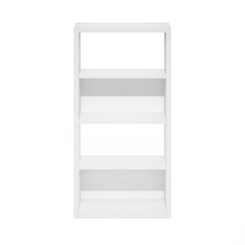 Image of Furinno Viola Book Shelf, 4-Tier Bookshelf, Extra Thick Frame Bookcase with Open Shelf, Open Back Design, 11.3 inch x 23.2 inch x 45.4 inch, for Living Room, Bedroom, Home Office, White