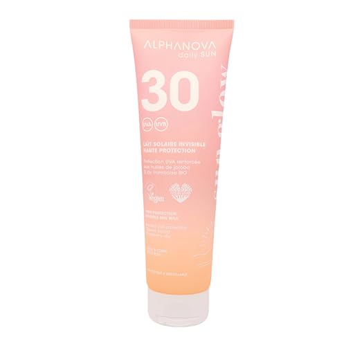 ALPHANOVA DAILY SUN - Lait Solaire SPF30 Invisible - UVB et Protection UVA renforcée - 150ML, Waterproof, Sans Trace Blanche - Parfum monoi