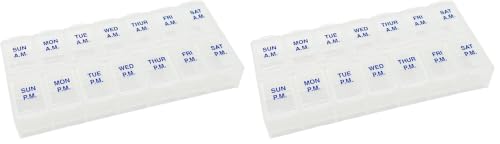 Image of Ezy Dose Weekly (7-Day) AM /PM Pill Organizer, Medium Medicine Case, Natural (Pack of 2)