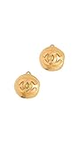 CHANEL Women's Pre-Loved Gold CC On Round Earrings, Gold, One Size
