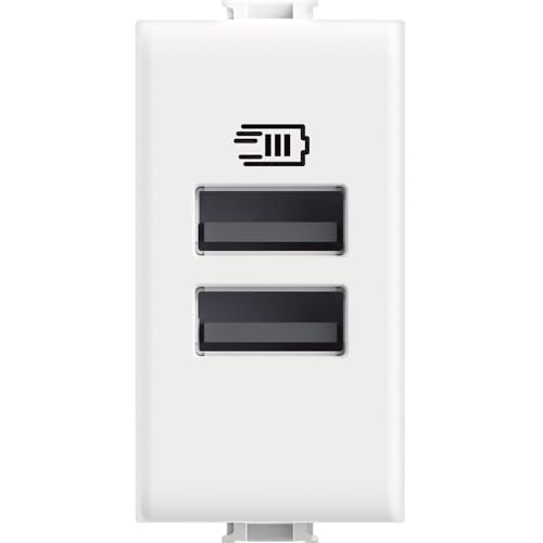 Chargeur USB deux entrées type A Bticino Matix 15W pour recharge simultanée performante