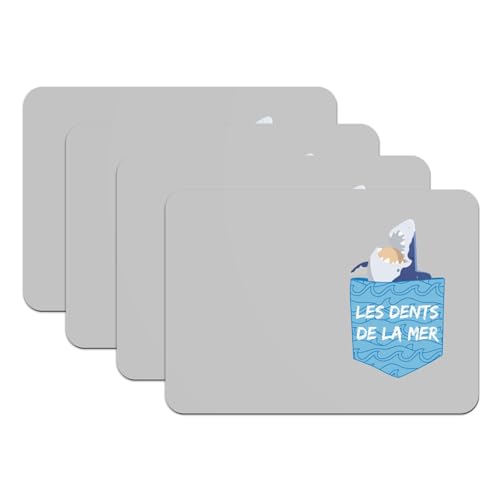 Sets de table caoutchouc antidérapant grand format gris motif requin de mer