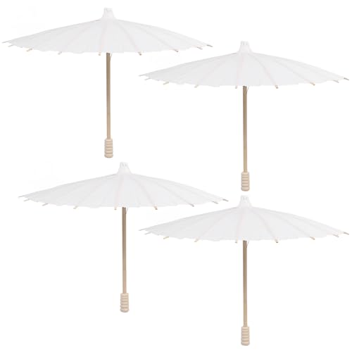 4 stücke weißes Papier Regenschirm chinesischen japanischen Papier Regenschirm (Durchmesser 30 cm, randoim regenschirmgriff Stil – Bild 6