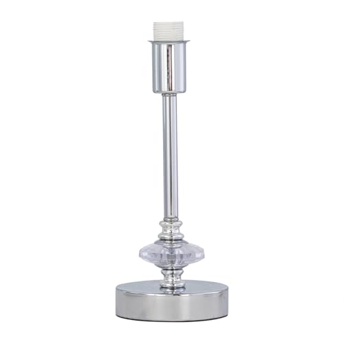 firstchoicelighting Polished Chrome Table Lamp or Bedside Light Base, Modern Acrylic Crystal Design, Height 26cm, Base Only, LED Compatible