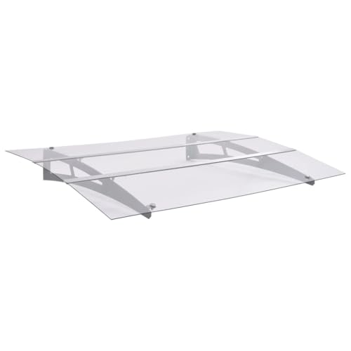 Owoxanthellate Marquesina para puerta, 120 x 90 cm, color plateado, 3 mm, policarbonato UV, construcción de aluminio UV, para puerta de casa, balcón, ventana, protección contra la lluvia