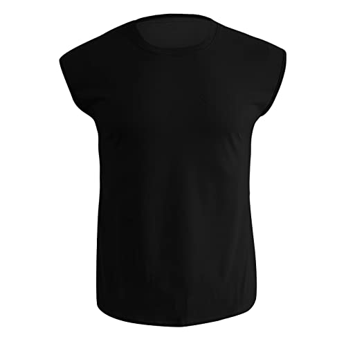 Rtrde Men Undershirts, Sleeveless Shirts For Sleeveless T Shirts Sleeveless Tee Shirts Men's Vest Casual Sleeveless Beach Retro Summer Solid Color Round Neck Sleeveless Vest & Tees Mens (3Xl, Black) #TOP3