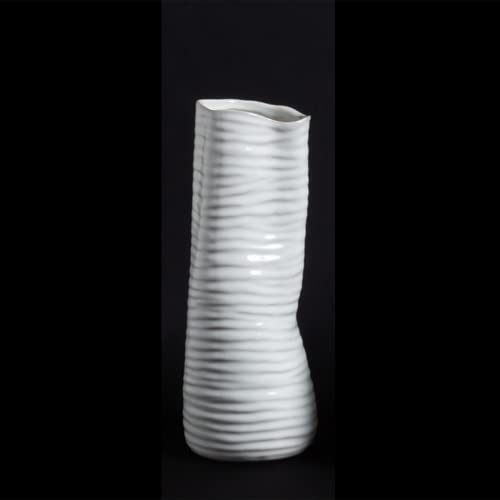 Nihow Ceramic Vase For Home Decor: 11 Inch Farmhouse Flower Vase For Living Room/Bathroom/Mantle/Shelf/Fireplace - Modern White Table Centerpieces For Wedding/Christmas/Parties - 1 Pc #TOP17