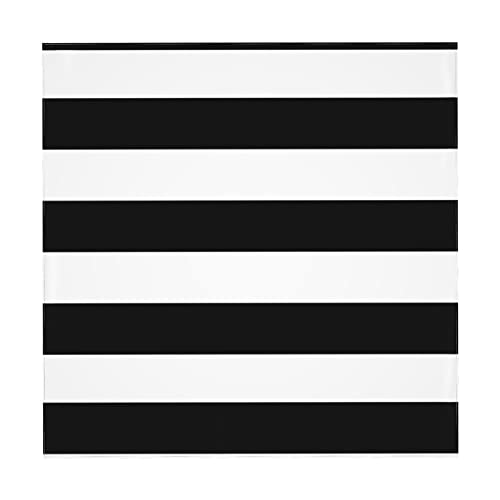 Nappe carrée à rayures noires et blanches pour table de salle à manger