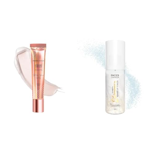 Image of FACESCANADA Strobe Cream Mini- Peach, 18ml & Ultime Pro Shimmer Makeup Fixer, 50ml