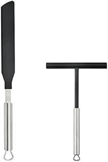 YARNOW Stainless Steel Crepe Spreader and Spatula Set Practical Pancake Scraper and Spreader Metal Baking Tools for Home Bakery