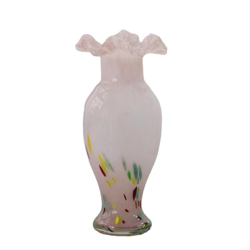 Smedic芸術的なガラスの花瓶、手吹きのグラデーションカラー、リビングルームのフラワーアレンジメントの装飾品 (カラフルな水玉模様の花瓶)のサムネイル