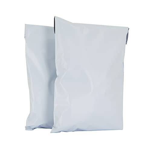AKAR 12 x 16 Inch White Mailing Bags – 10 Pack of Strong Polythene Posting Mail Bags with Aluminium Adhesive Strip – 55 Microns – Easy Seal, Large 30 x 40cm – for Non-Fragile Items