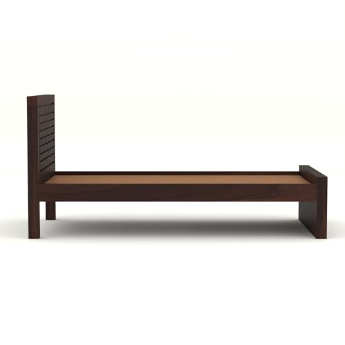 Image of Solid Sheesham Wooden Bed 6X4 Bed Single Bed Without Storage for Bedroom - Single Cot Wooden BedSingle Size for Living Room Guest Room - 12 Month Warranty (James Walnut)