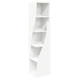 Mhdvray Mobile ad angolo bianco, 32 x 32 x 140 cm, in legno con 5 ripiani, design moderno, salvaspazio, robusto, per soggiorno, corridoio e ufficio