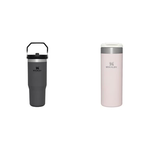 Stanley IceFlow Flip Straw Botella Agua con Pajita 0.89L - Conserva el Frío 12 Horas & Aerolight Transit Termo Cafe para Llevar 0.47L - Mantiene el Calor Durante 8 Horas