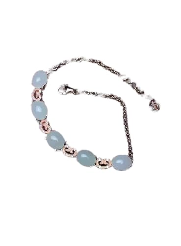 Bracelet en jade blanc opale et pierres précieuses bijoux femme argent 925