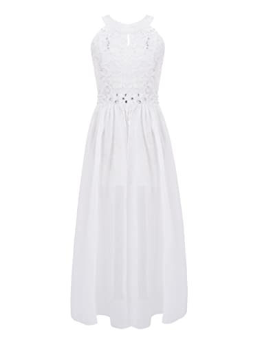 renvena Kids Flower Girls Dress Sleeveless Mock Neck Floral Lace Romper with Maxi Skirts Wedding Pageant Wear2