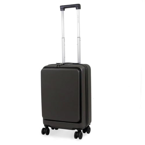Planet Direct Grey Suitcase (56x35x23cm) with Cup & Phone Holder | Lightweight ABS Hard Shell | Laptop Compartment | 4 Wheel Carry On Luggage Bag with 3-Digit Cabin Suitcase