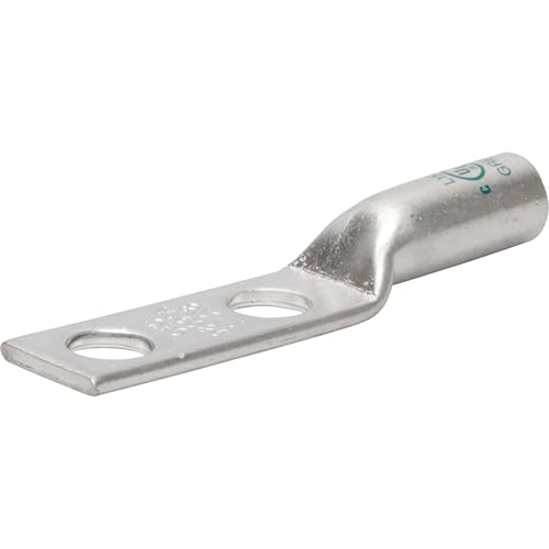 2 Hole Long Barrel Copper Compression Lug 1 AWG - 3/8" Bolt - 1 Count