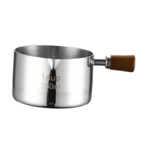 Yajuyi Copo medidor de café expresso com cabo de madeira copo de derramamento multiusos pequeno café