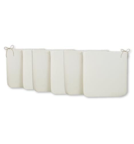CHELY INTERMARKET Cojines de sillas 40x40x3cm Blanco Set de 6 unds para Cocina, Salon y terraza