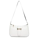 BSITSSS Mode Sac à Bandoulière en Cuir Synthétique pour Femme, Sac à Main Blanc, Petit Pochette Blanche Femme Sacs avec Fermeture éclair pour Shopping, Travail, Voyages, 22x13cm