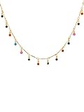 Yellow Chimes Necklace For Women Gold Plated Multicolor Stone Studded Chain Necklace For Women and Girls