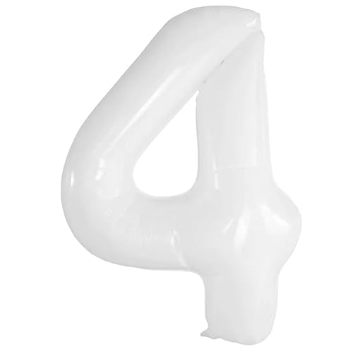 Vthoviwa 40 Pollici Palloncini Numeri 4 Bianco, Pallone 4. 0123456789,10-19,20-25,30,40,50,60,70,80,90 Compleanno Numero Palloncini Foglio, Palloncino 4 Decorazione Festa Supporta Elio