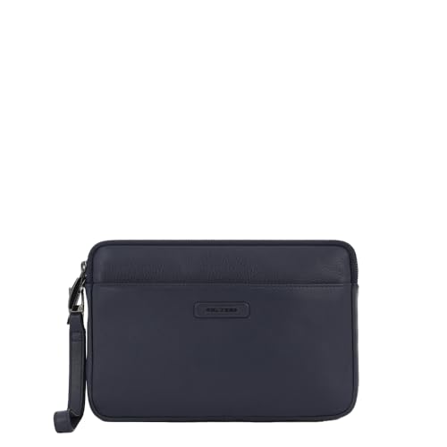 PIQUADRO Modus Pochette con tasca frontale zippata in pelle a due scompartie schermatura RFID