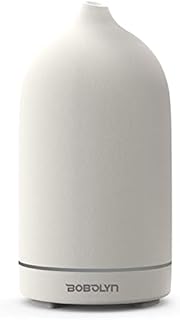 Bobolyn Essential Oil Diffuser Cool Mist Ultrasonic Diffusers Ceramic Oil Aromatherapy Whisper Quiet Waterless Auto Shut-Off 7-Color Changing LED Diffuser for Home Office SPA (100ml-White)