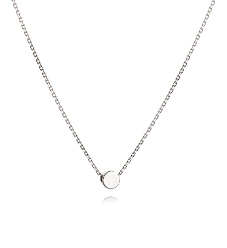 Sterling Silver Choker Necklace with a Tiny Round Dot Bead Charm For Women