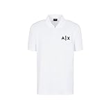 Armani Exchange Men's Regular Cotton Pique Classic AX Logo Zip Polo, White, M