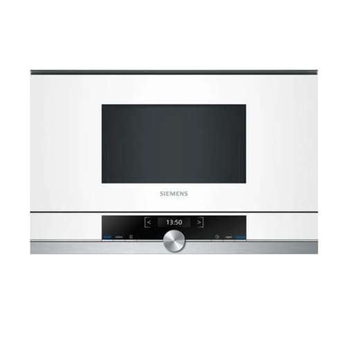 Siemens MDA BF634LGW1 iQ700 - Microondas integrable / encastre sin marco sin grill, 21 L, 900 W, color blanco con acero inoxidable