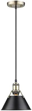 Golden Lighting 3306-S AB-BLK Orwell Mini Pendant, Aged Brass with Black Shade
