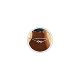 Turandoss Cavigliera da donna, regolabile, impermeabile, stratificata, color argento, con cuore infinito e zirconia cubica, per spiaggia, estate, con confezione regalo per lei, One Size, Ottone